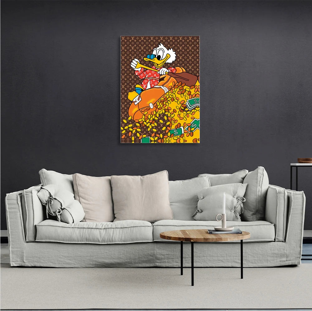 Scrooge Welle des Geldes Inspirierender Leinwand-Kunstdruck