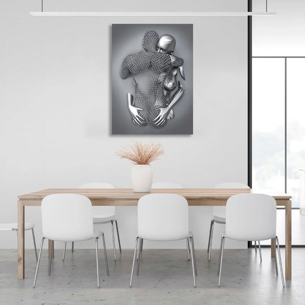 Leinwandbild mit Metallstatuen