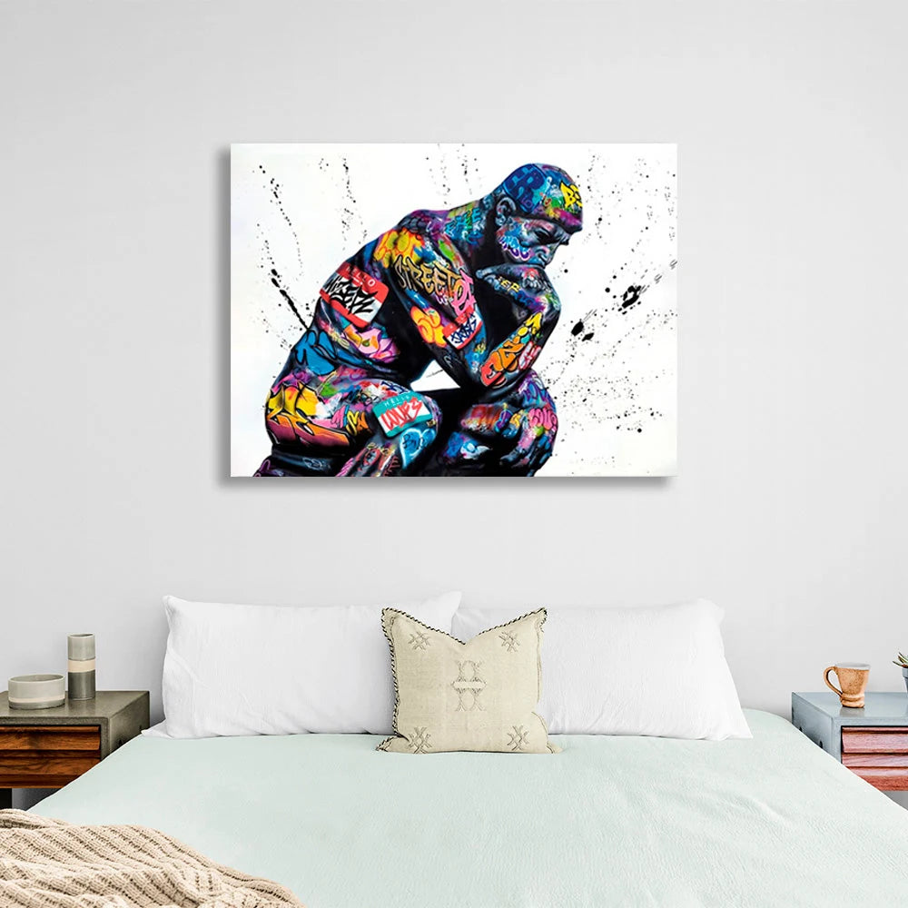 Leinwandbild „Skulptur im Graffiti“
