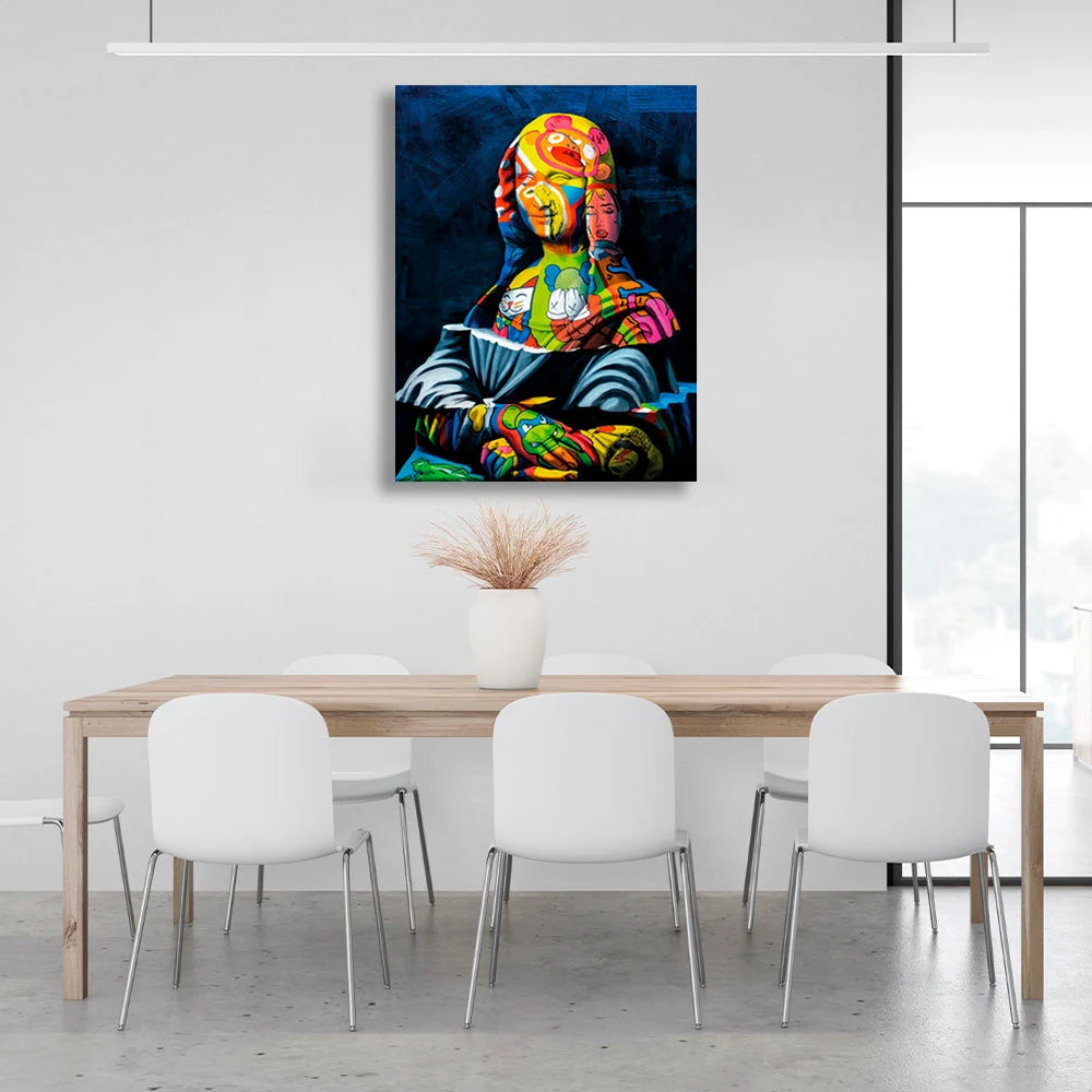 Leinwandbild „Skulptur auf blauem Hintergrund“