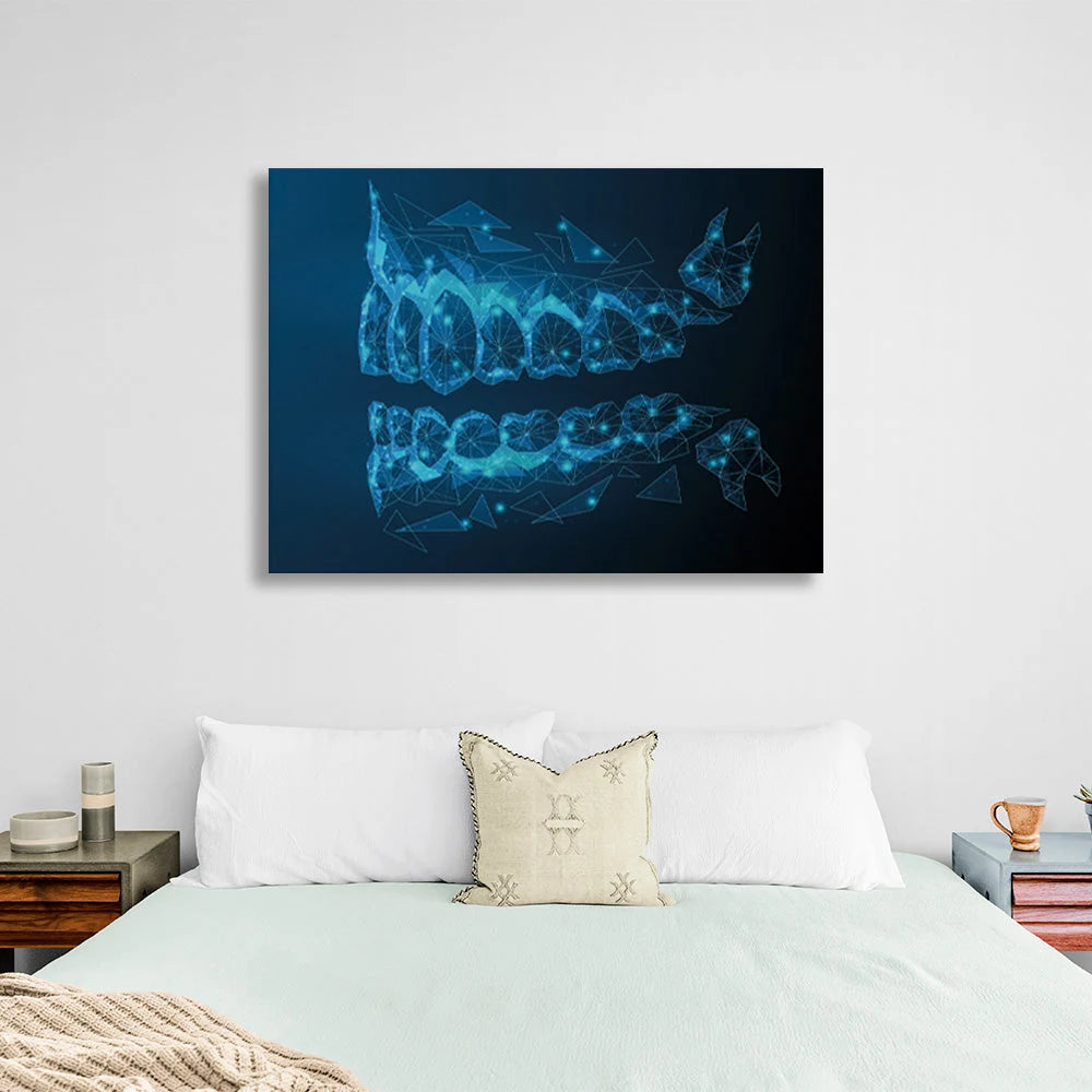Leinwandbild „Zähne auf blauem Hintergrund“