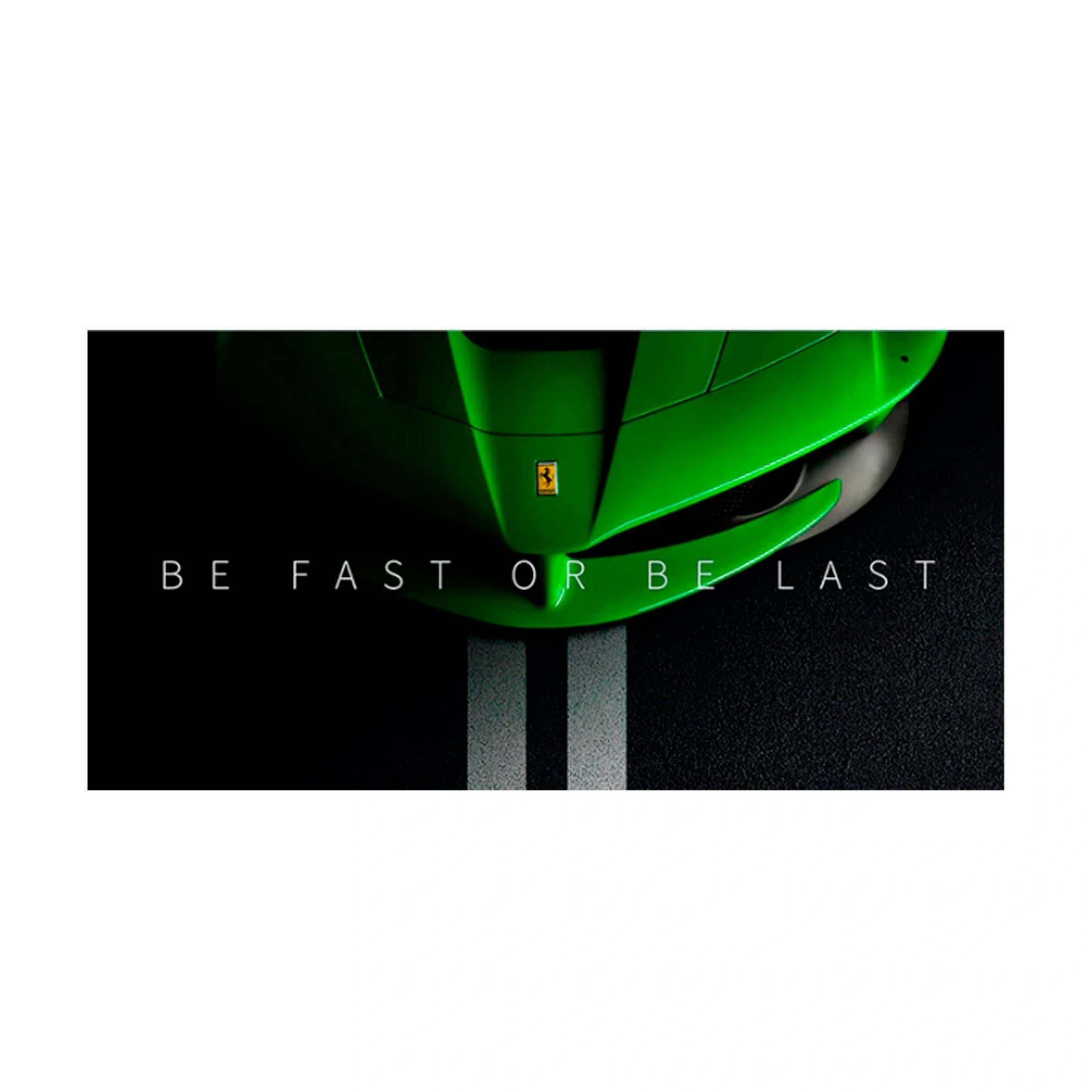 The hood of a green Ferrari Canvas Wall Art Print