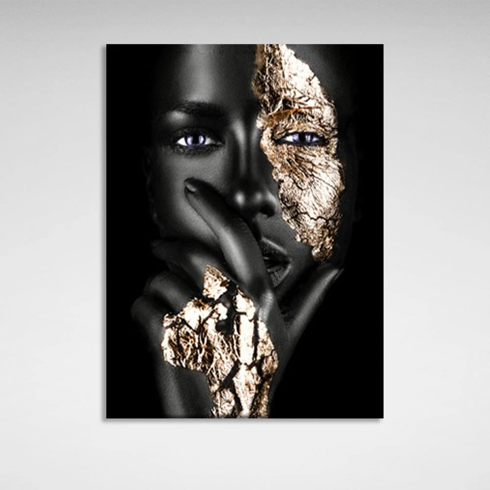 Kunstdruck auf Leinwand „Das Mädchen mit den goldenen Details“