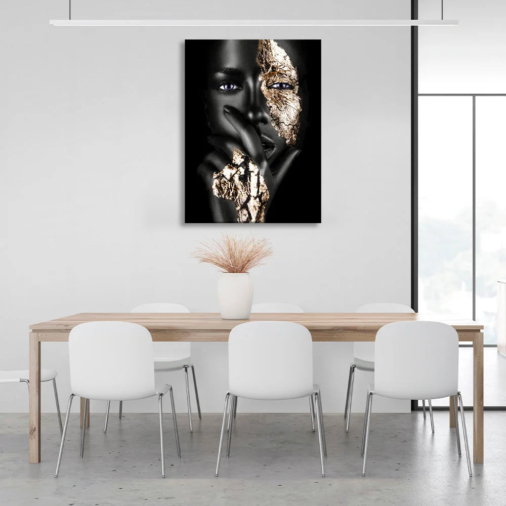 Kunstdruck auf Leinwand „Das Mädchen mit den goldenen Details“