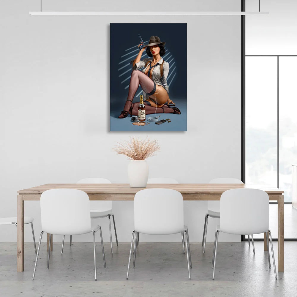Räubermädchen, Gemälde auf Leinwand.