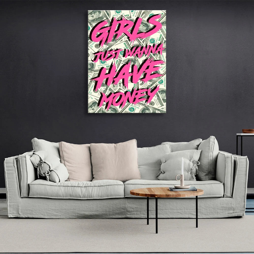 Die Inschrift auf dem Hintergrund der Dollars Motivierender Leinwand-Kunstdruck