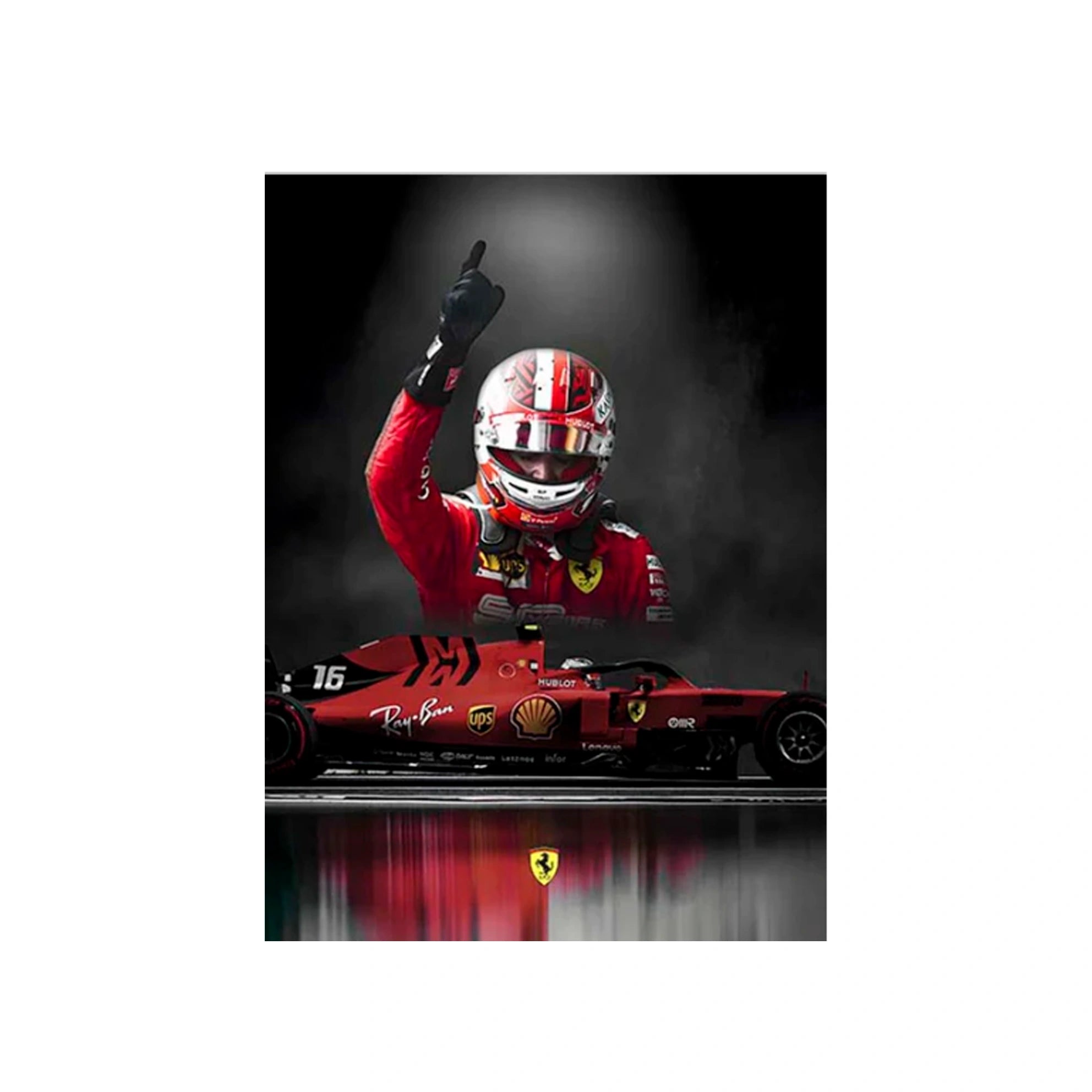 Der Ferrari Formel 1-Wagen und Charles Leclaire Leinwand-Kunstdruck