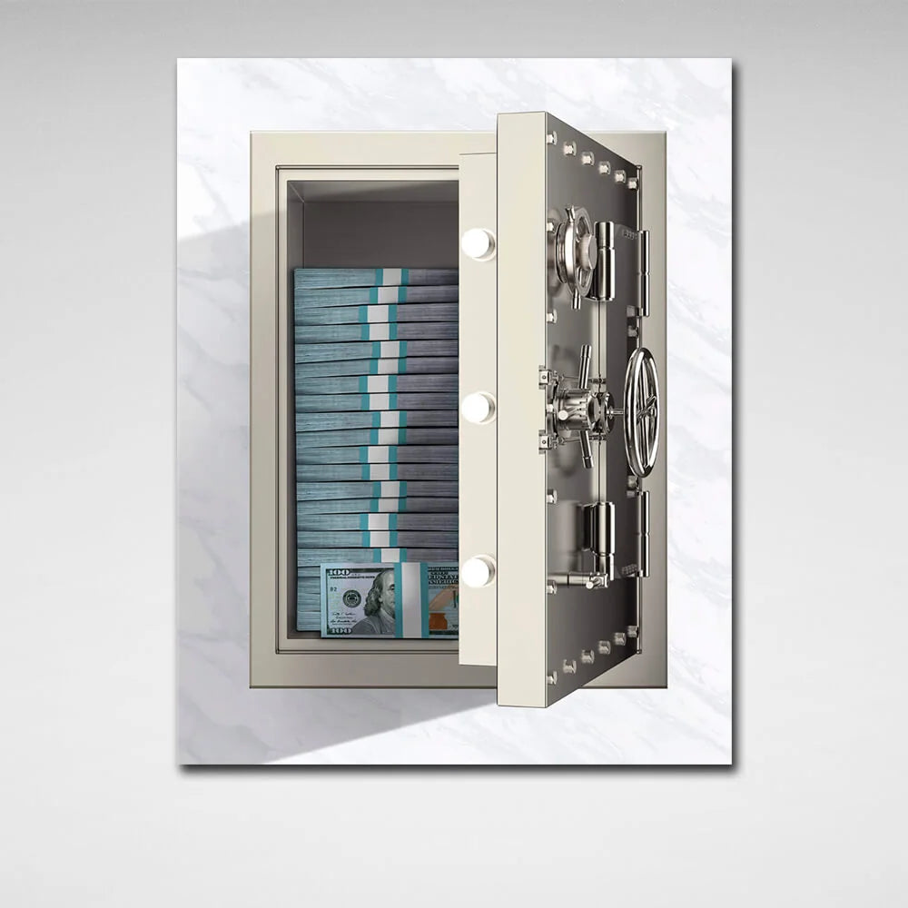 The safe with the money Inspirational Canvas Wall Art Print