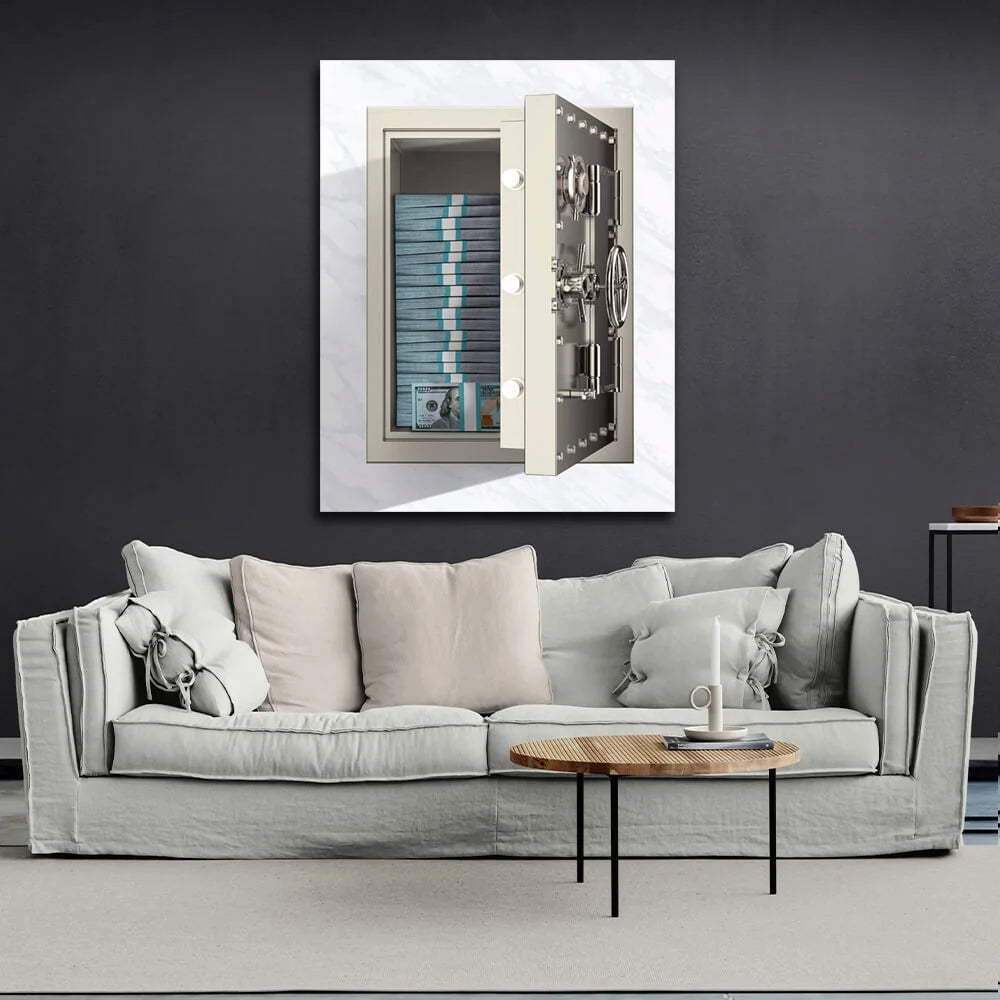 The safe with the money Inspirational Canvas Wall Art Print