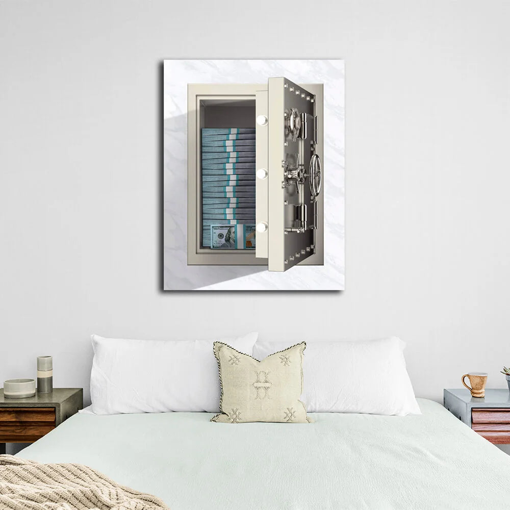 Der Safe mit dem Geld Inspirierender Kunstdruck auf Leinwand