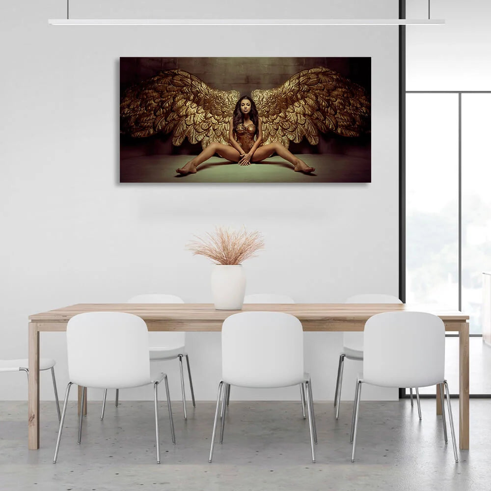 Leinwandbild „Die Frau mit den goldenen Flügeln“