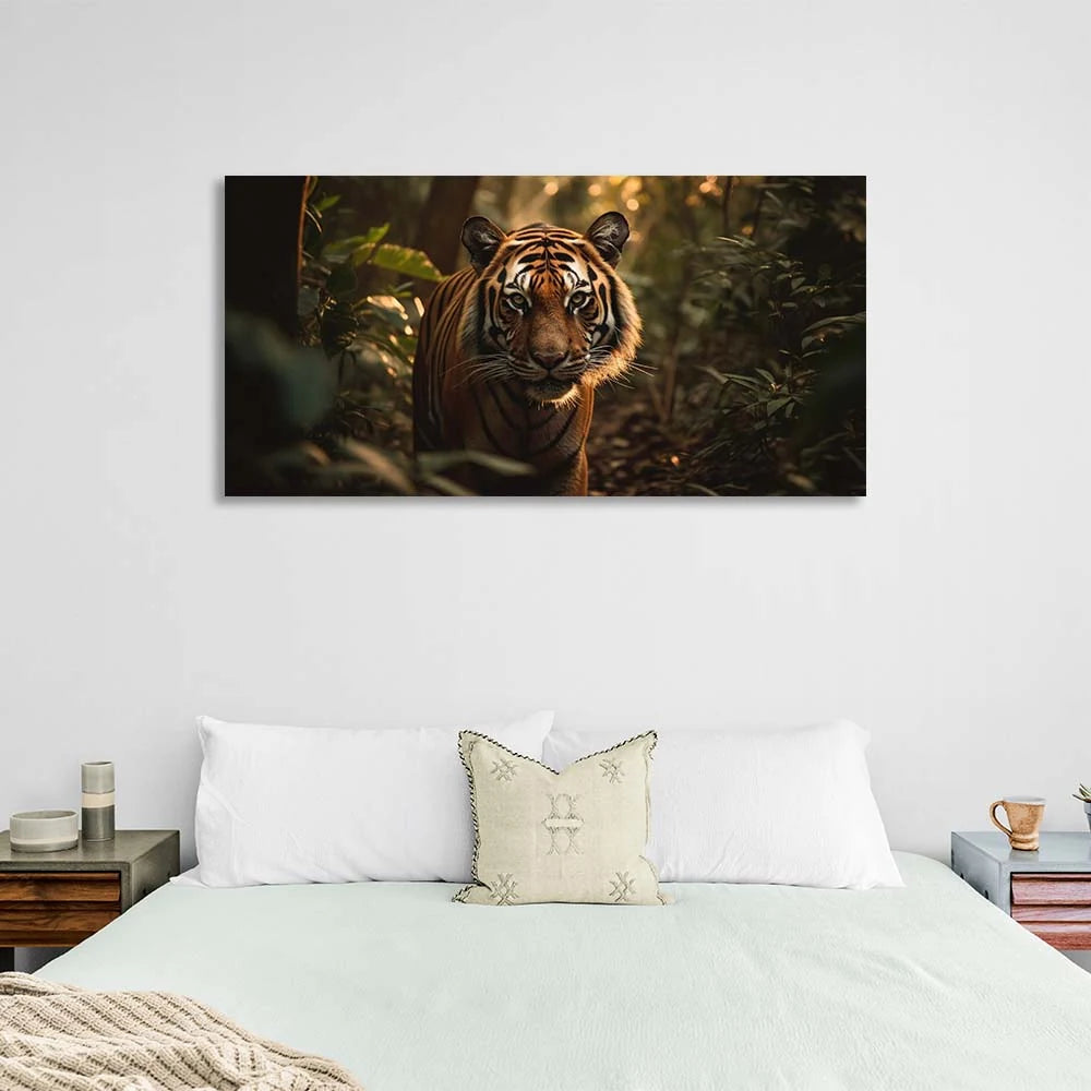 Kunstdruck auf Leinwand mit Tiger im Dschungel