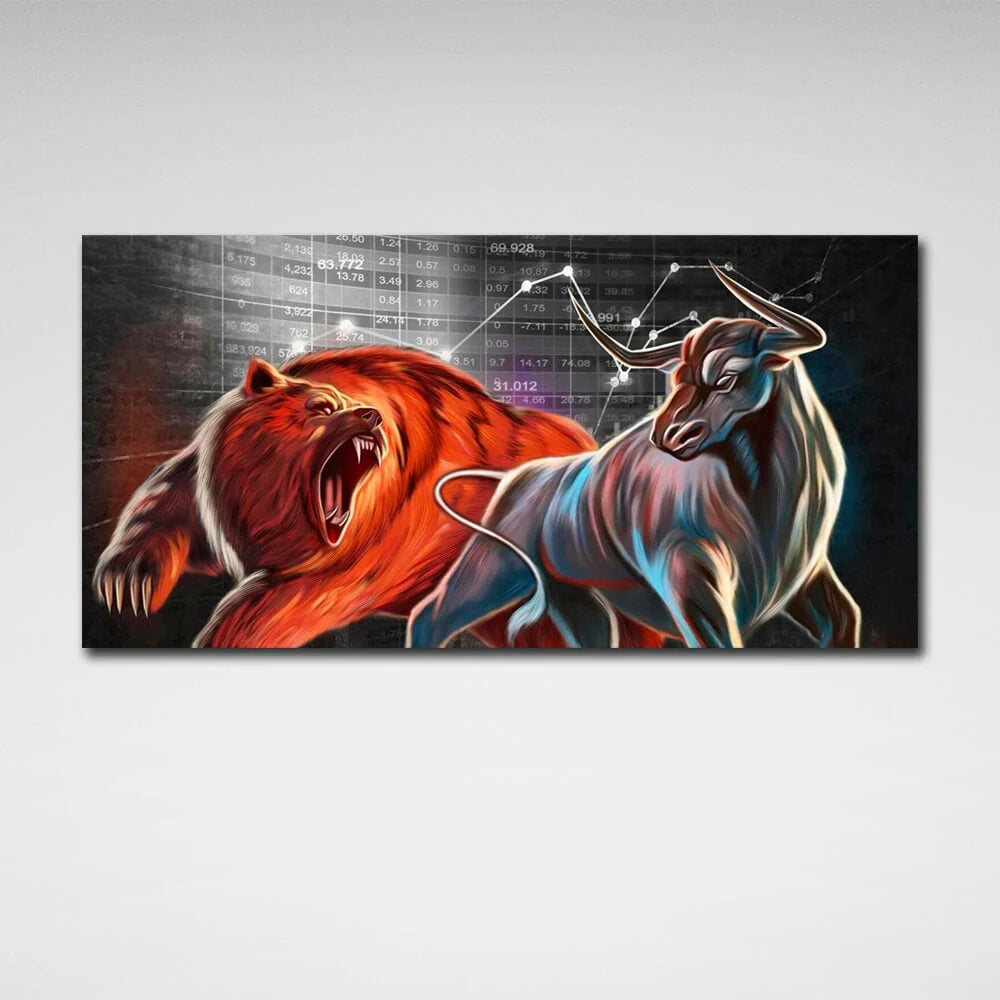 Um den Wall Street Bär und Bulle zu motivieren, motivierender Leinwand-Kunstdruck