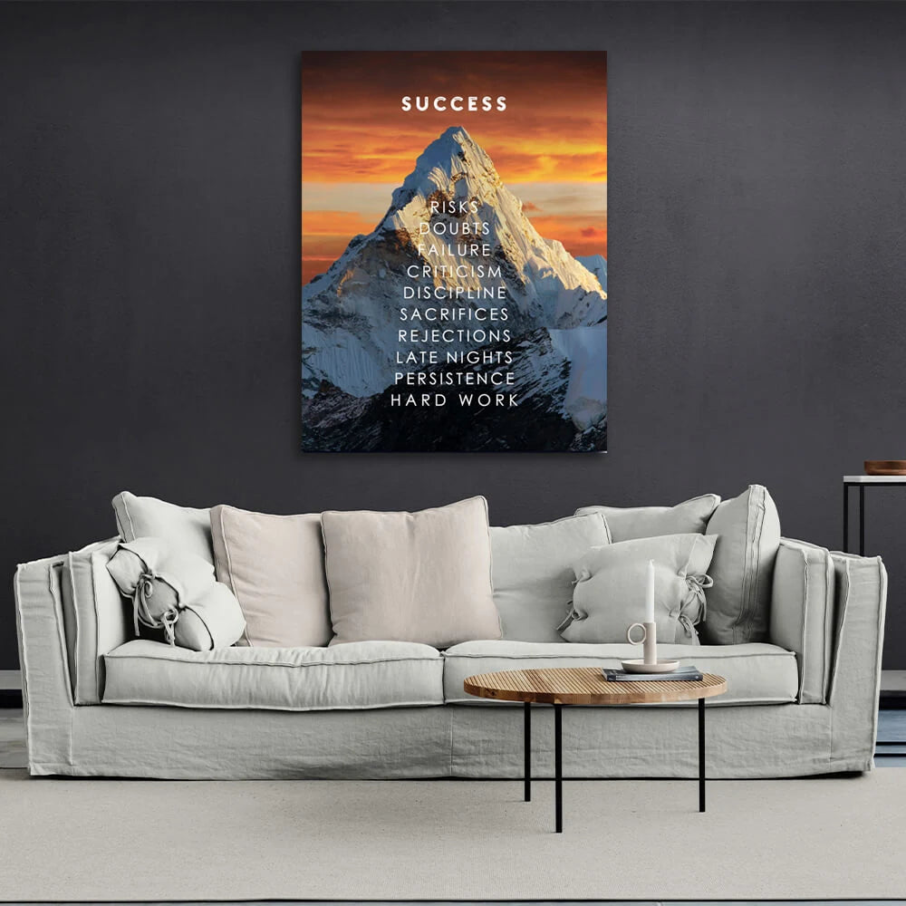To motivate Success mountain Motivational Canvas Wall Art Print