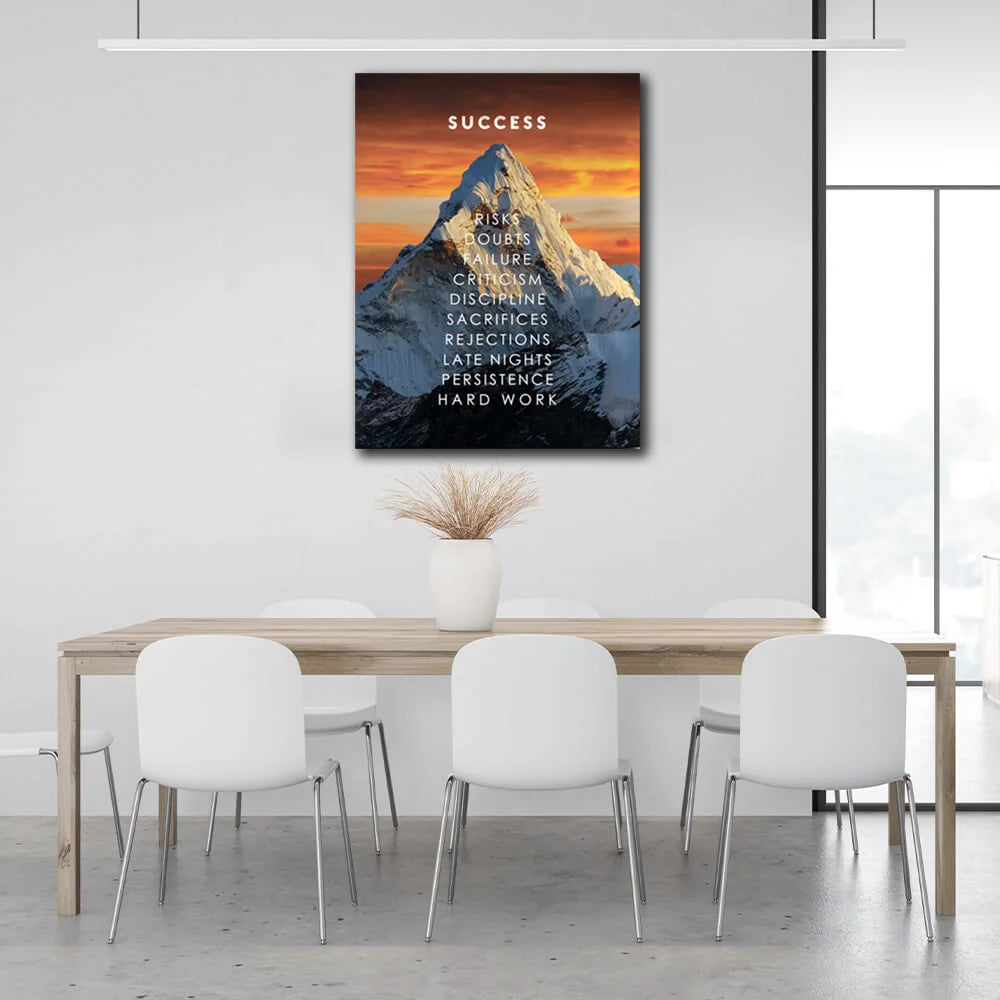 To motivate Success mountain Motivational Canvas Wall Art Print