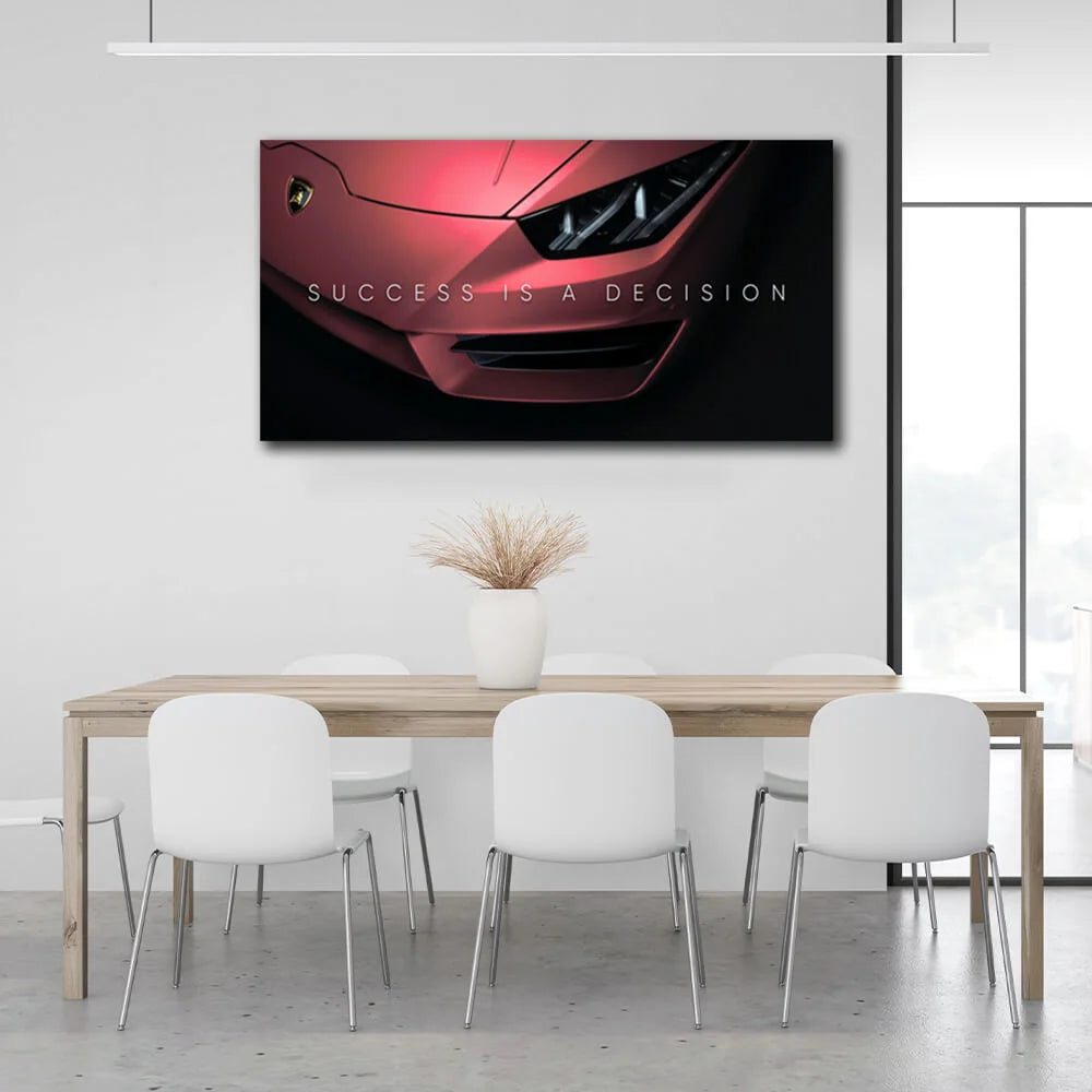 Erfolg zu motivieren ist eine Entscheidung Lamborghini Motivierender Leinwand-Kunstdruck
