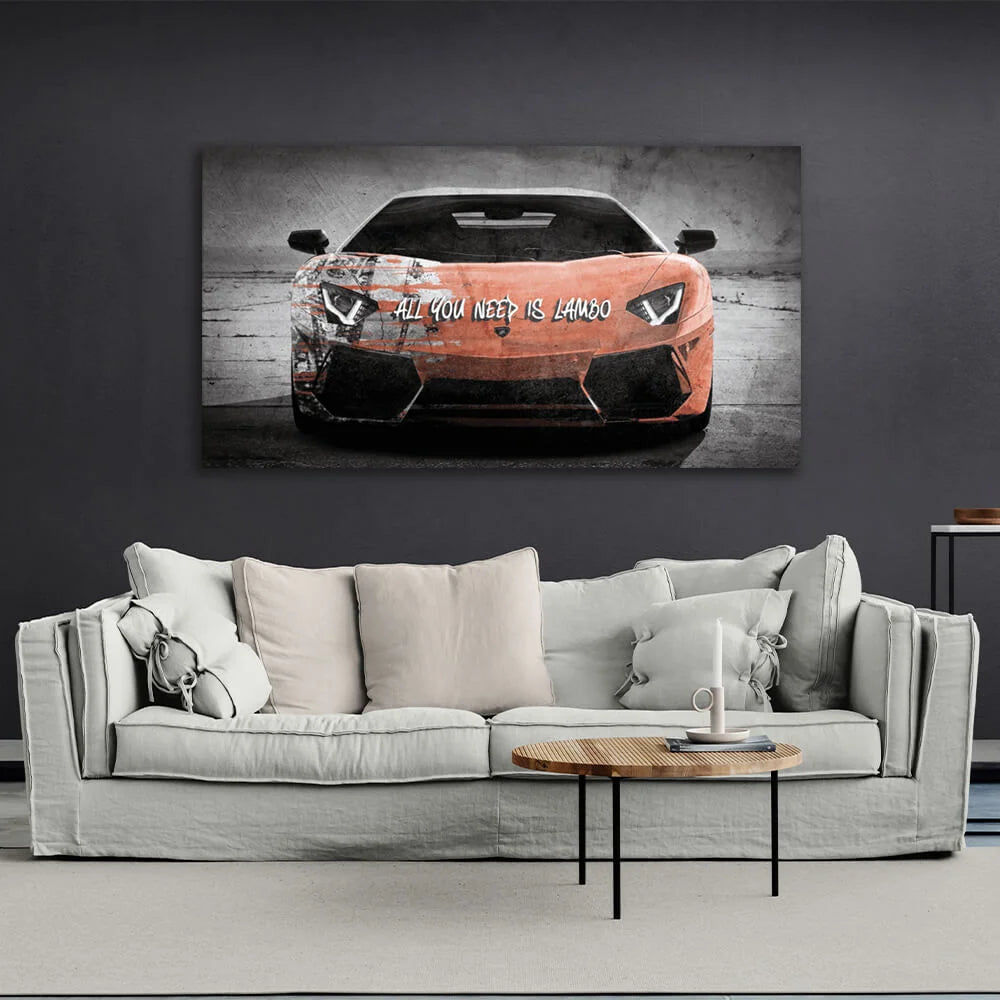 Zur Motivation brauchen Sie nur Lambon Motivations-Kunstdruck auf Leinwand