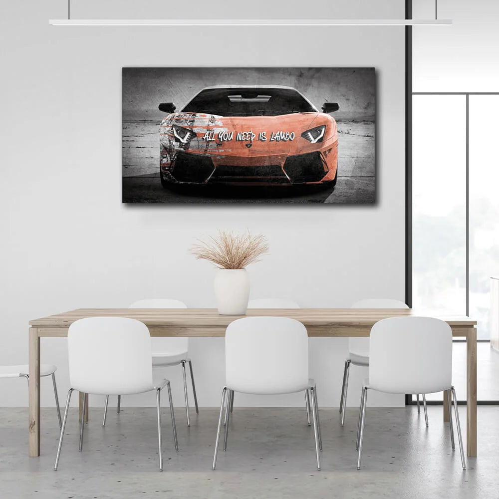 Zur Motivation brauchen Sie nur Lambon Motivations-Kunstdruck auf Leinwand