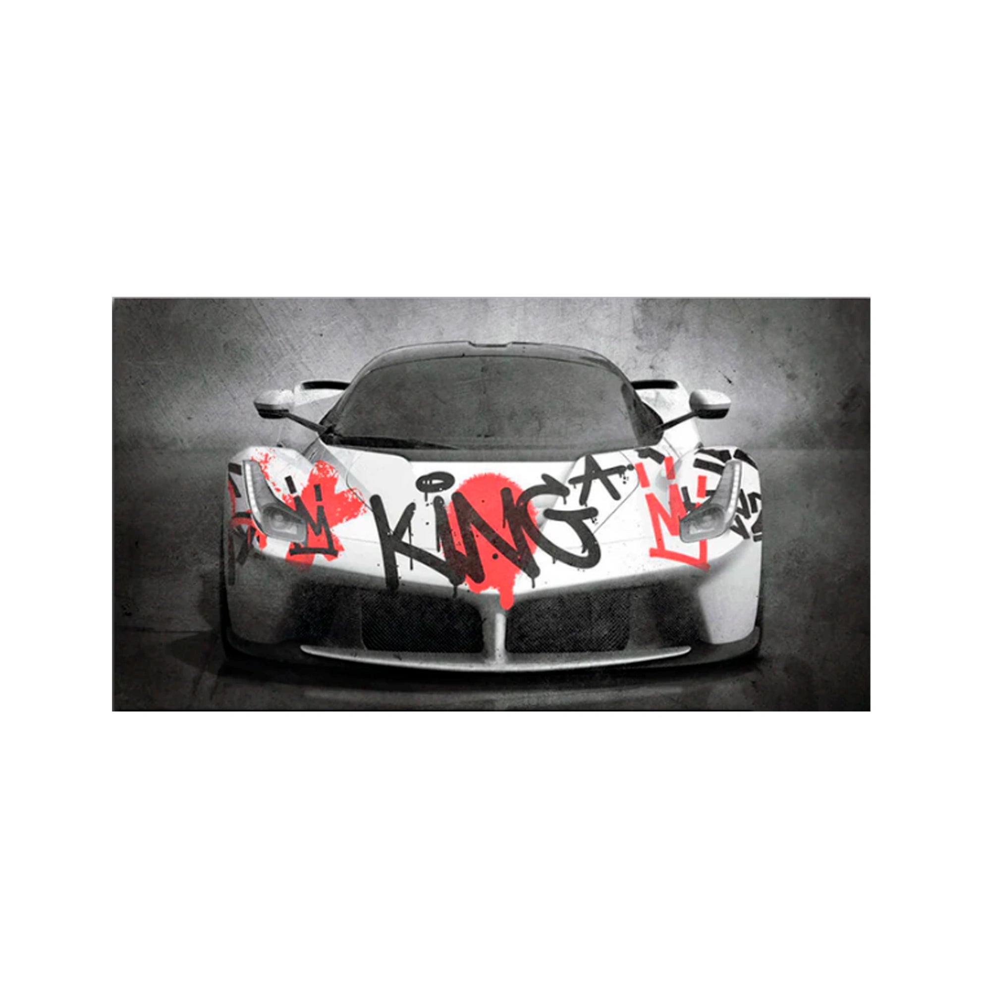 Zur Motivation Graffiti King Ferrari Mercedes Motivierender Leinwand-Kunstdruck