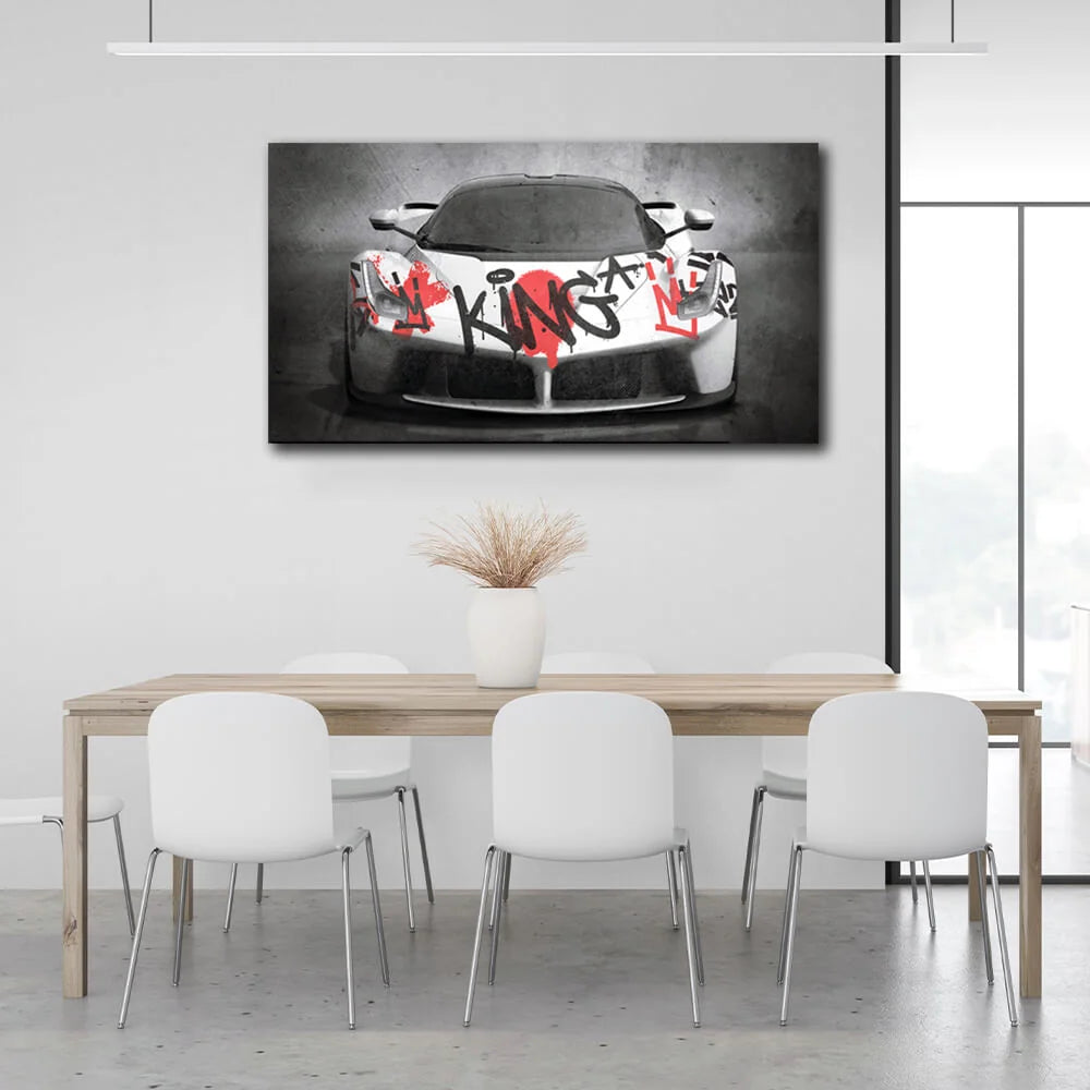Zur Motivation Graffiti King Ferrari Mercedes Motivierender Leinwand-Kunstdruck