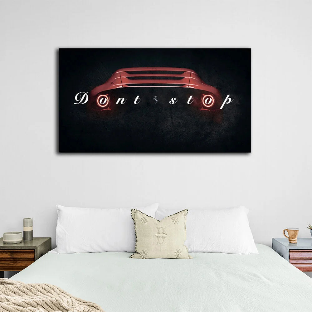 Zur Motivation: „Don't Stop“, Motivierender Leinwand-Kunstdruck von Ferrari Mercedes