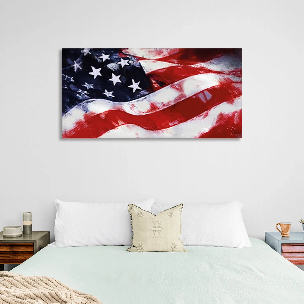 Kunstdruck auf Leinwand mit US-Flagge
