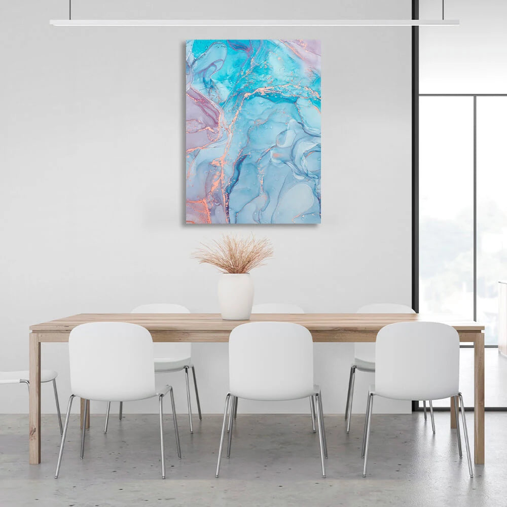 Turquoise blue with pink Abstraction Canvas Wall Art Print