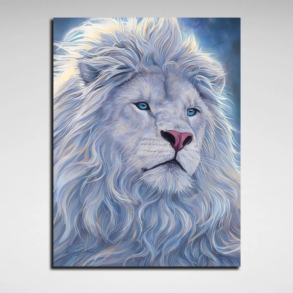 Kunstdruck auf Leinwand, Motiv: weißer Löwe