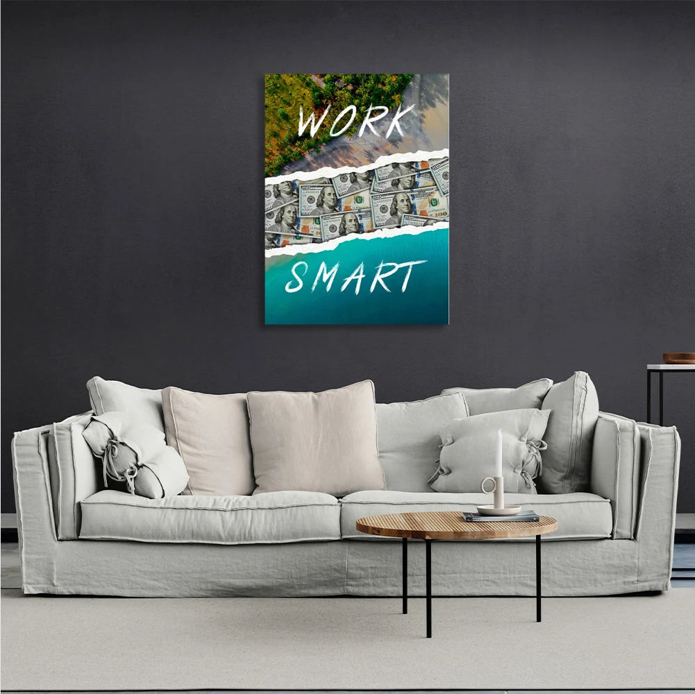 Leinwandbild „Work Smart“, motivierend, Wandbild