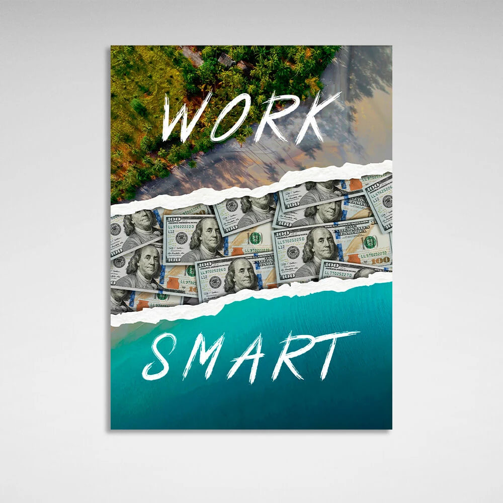 Leinwandbild „Work Smart“, motivierend, Wandbild