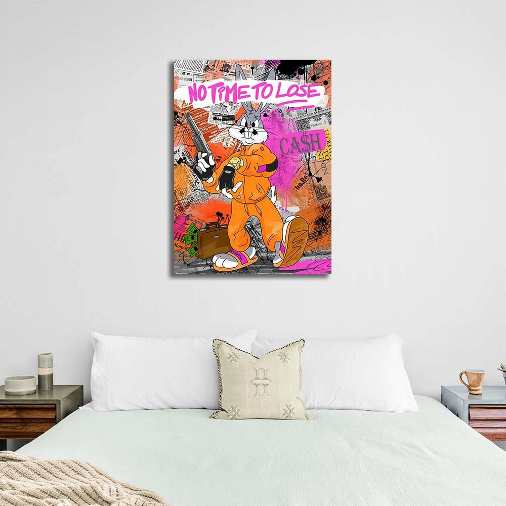 There's no time to waste Bugs Bunny Motivational Canvas Wall Art Print