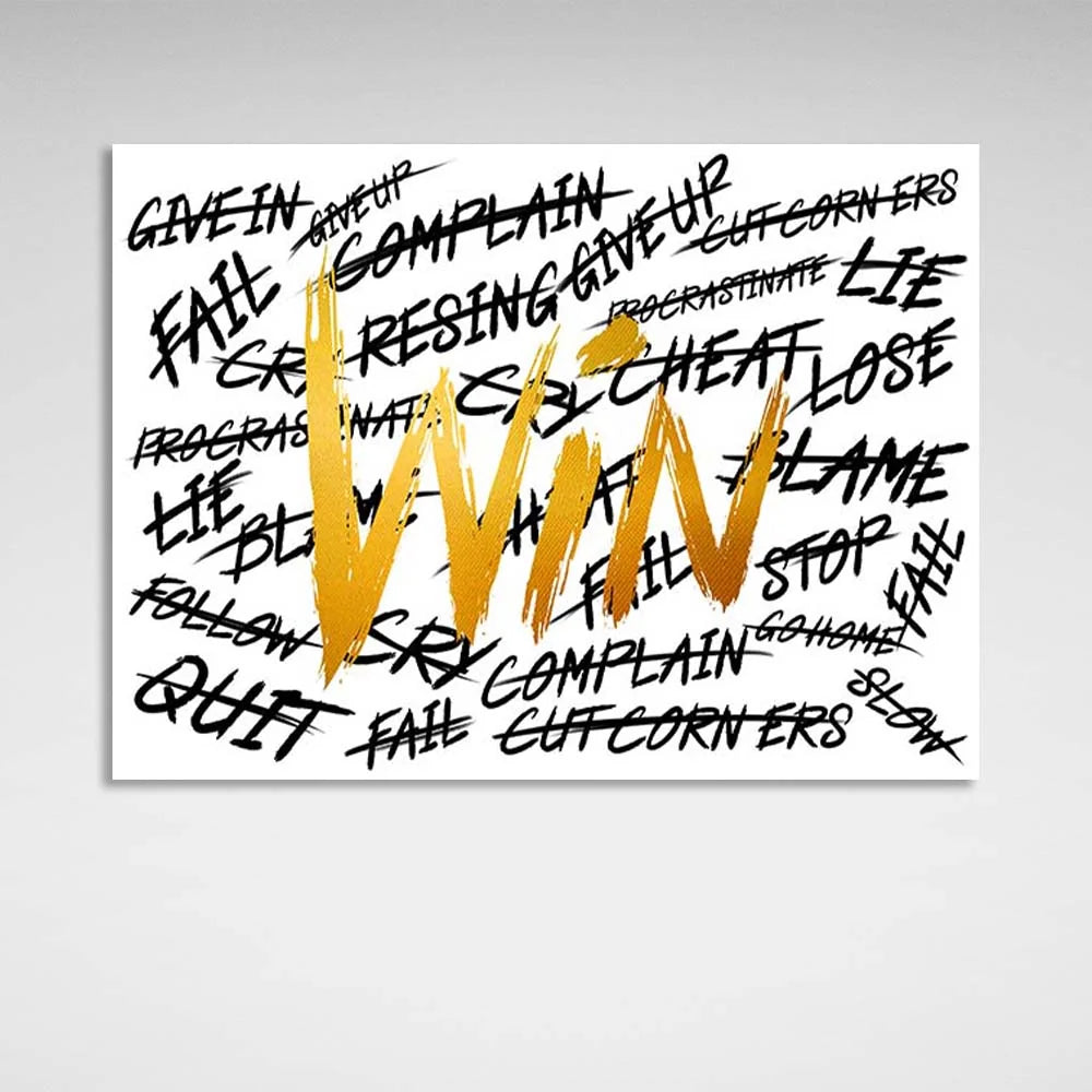 Victory without excuses Motivational Canvas Wall Art Print