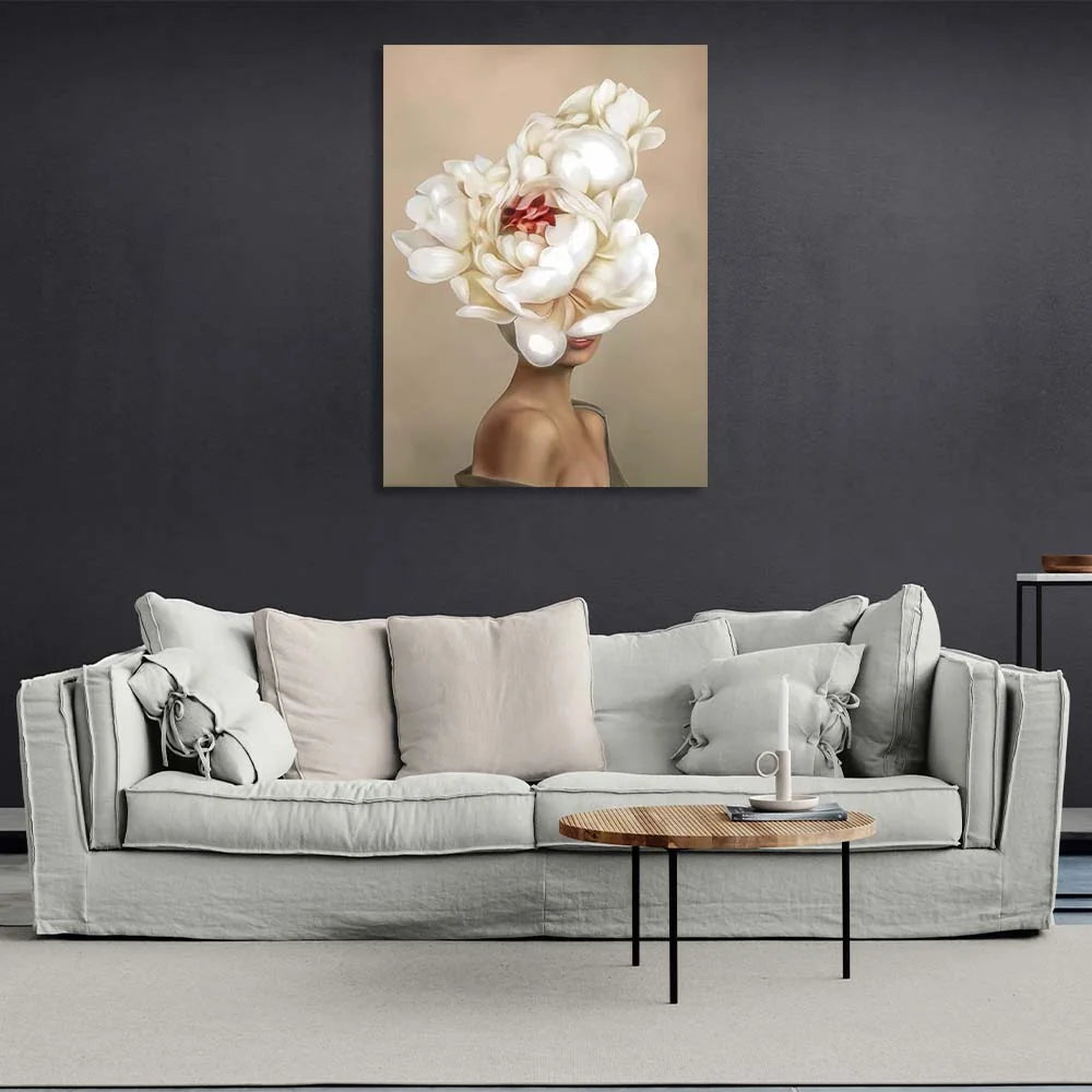 Kunstdruck auf Leinwand, Motiv: schwarz-weiße Kuh auf gelbem und blauem Hintergrund