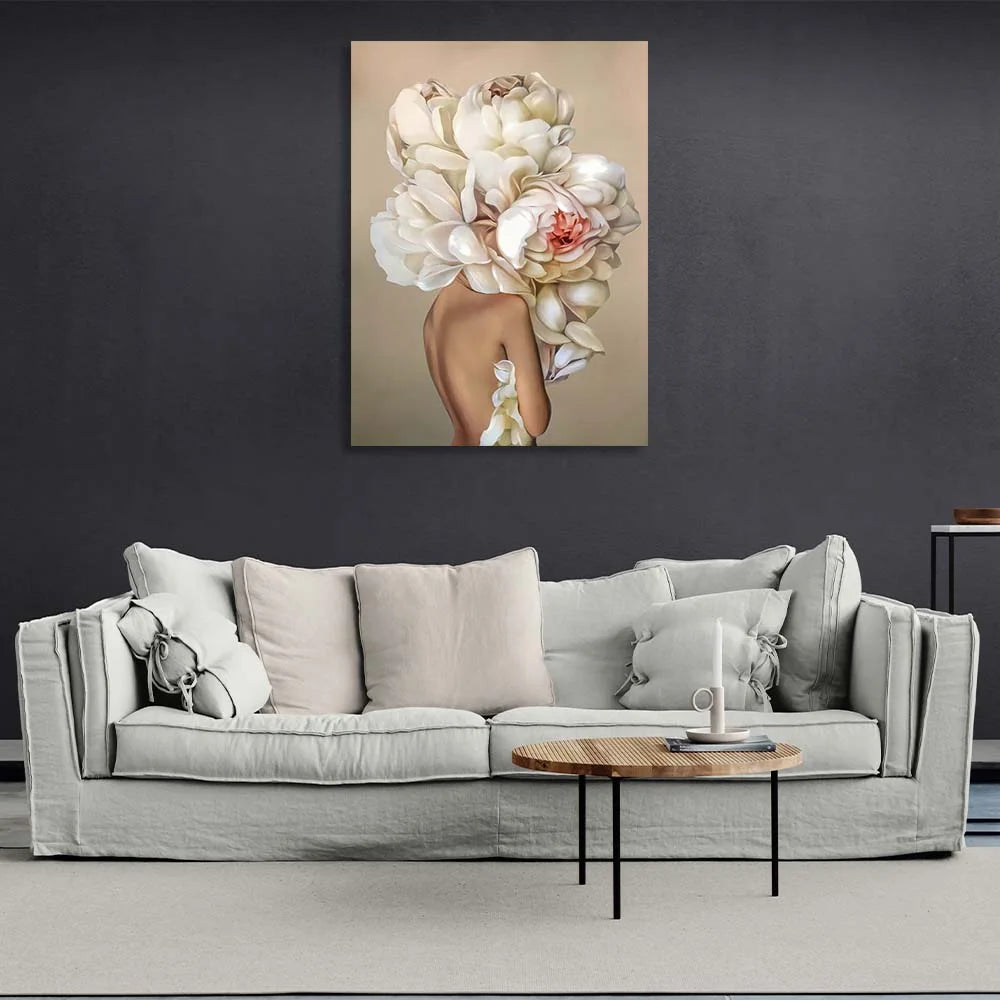 Kunstdruck auf Leinwand, Motiv: schwarz-weiße Kuh auf gelbem und blauem Hintergrund