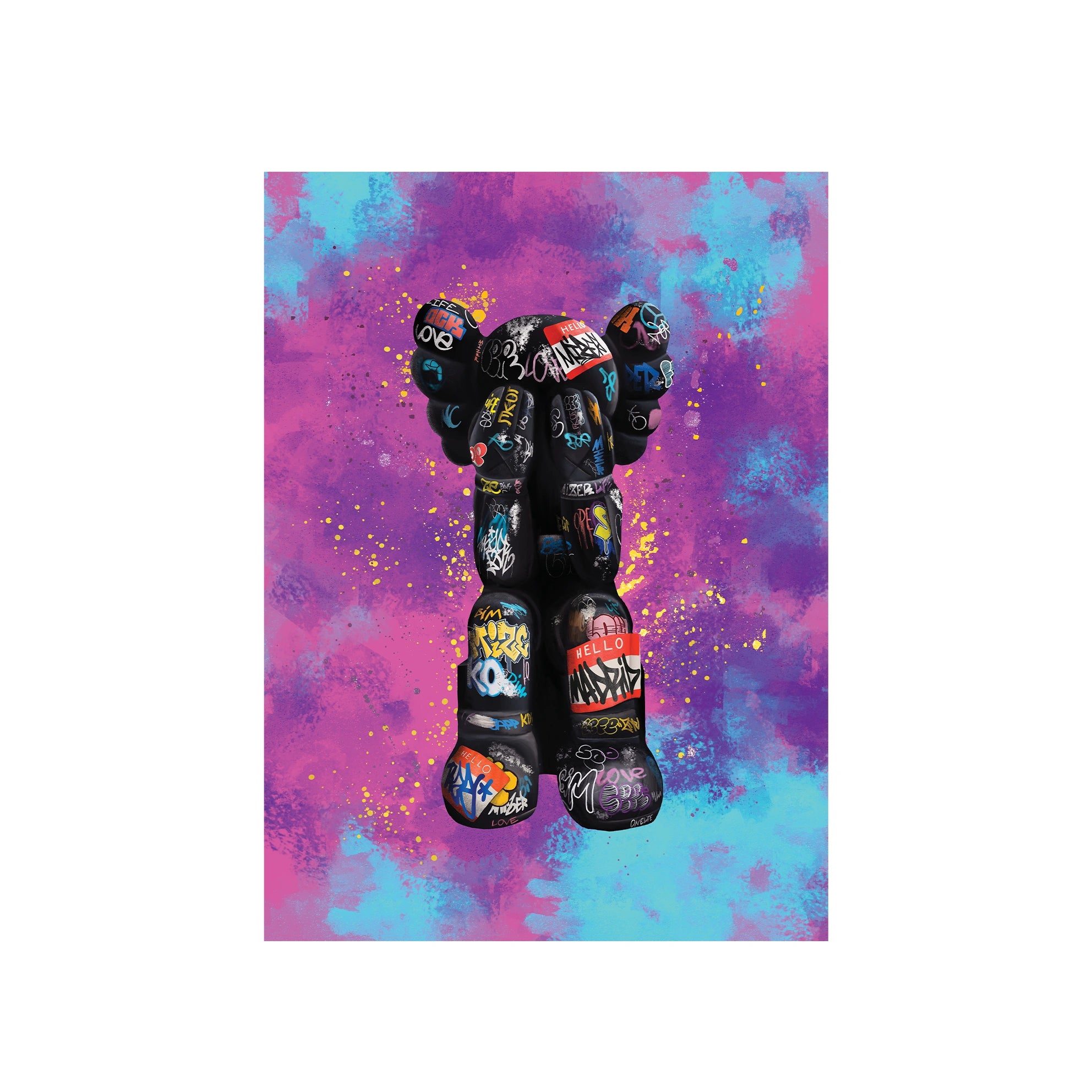 Eine Bullshit-Puppe im Graffiti-Stil, Kunstdruck auf Leinwand