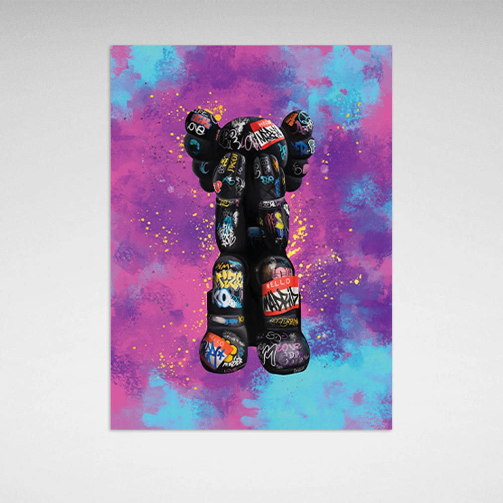 Eine Bullshit-Puppe im Graffiti-Stil, Kunstdruck auf Leinwand