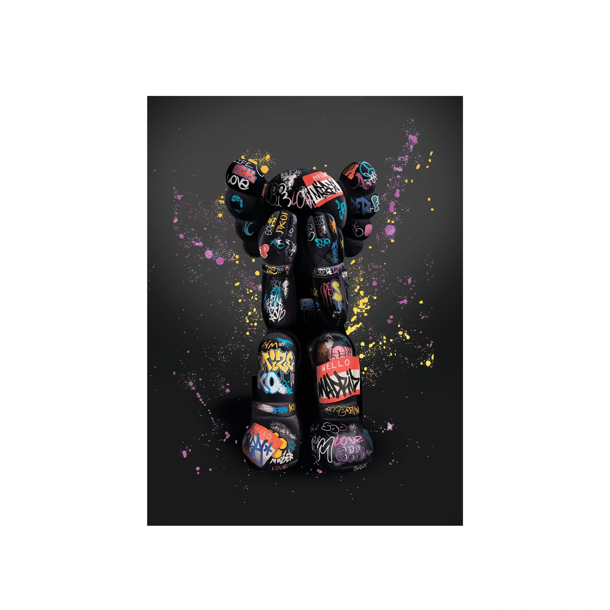 Eine Bullshit-Puppe im Graffiti-Stil, Kunstdruck auf Leinwand