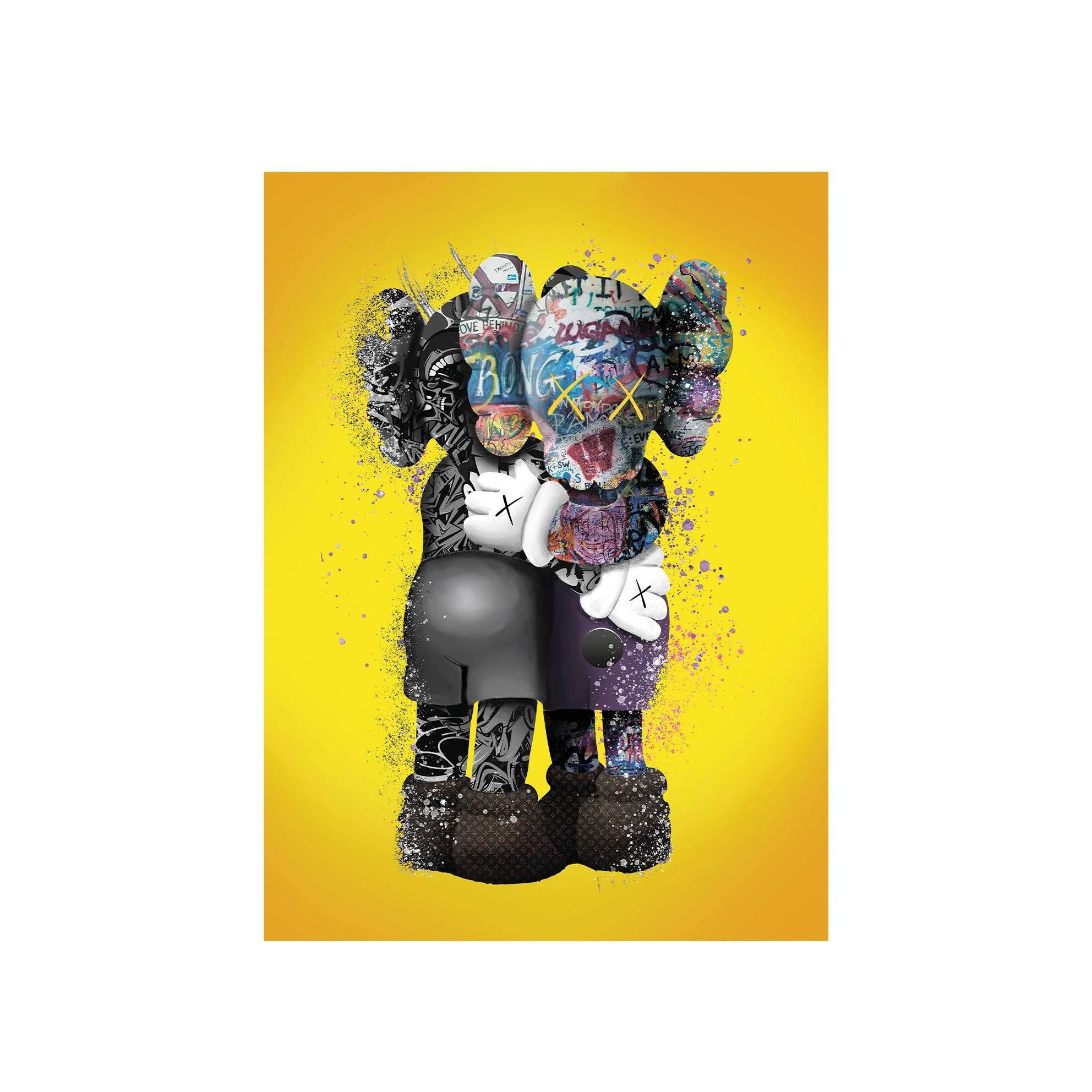 Eine Bullshit-Puppe im Graffiti-Stil, Kunstdruck auf Leinwand
