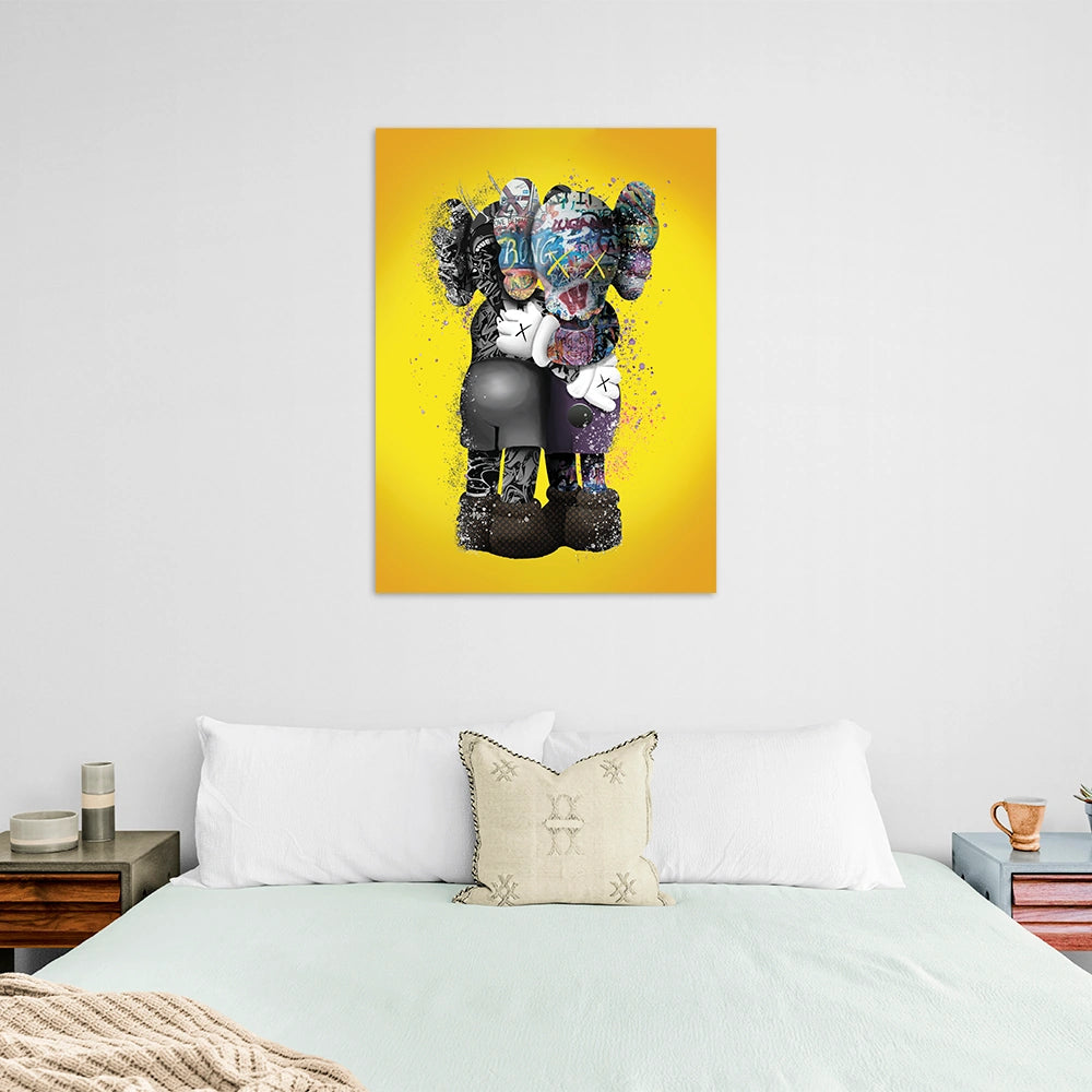 Eine Bullshit-Puppe im Graffiti-Stil, Kunstdruck auf Leinwand