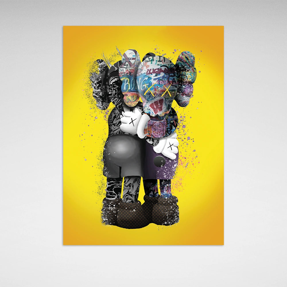 Eine Bullshit-Puppe im Graffiti-Stil, Kunstdruck auf Leinwand