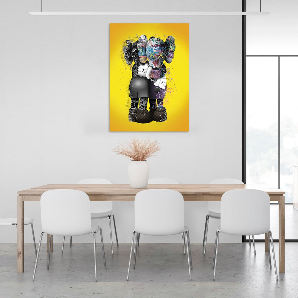 Eine Bullshit-Puppe im Graffiti-Stil, Kunstdruck auf Leinwand