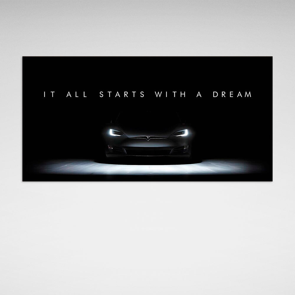 IT ALL STARTS WITH A DREAM Tesla Canvas Wall Art