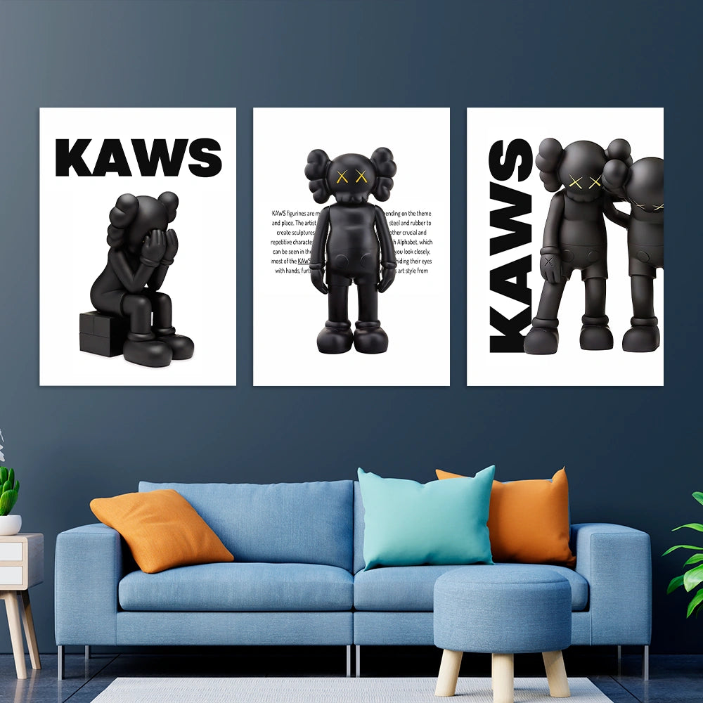 Kunstdruck auf Leinwand, mehrteilig, Efeu und Fittoni-Blätter, Blau