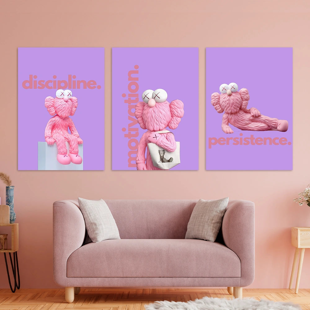 Kunstdruck auf Leinwand, mehrteilig, Efeu und Fittoni-Blätter, Blau
