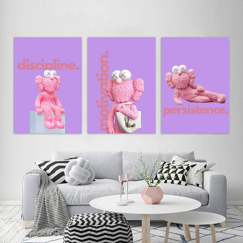 Kunstdruck auf Leinwand, mehrteilig, Efeu und Fittoni-Blätter, Blau