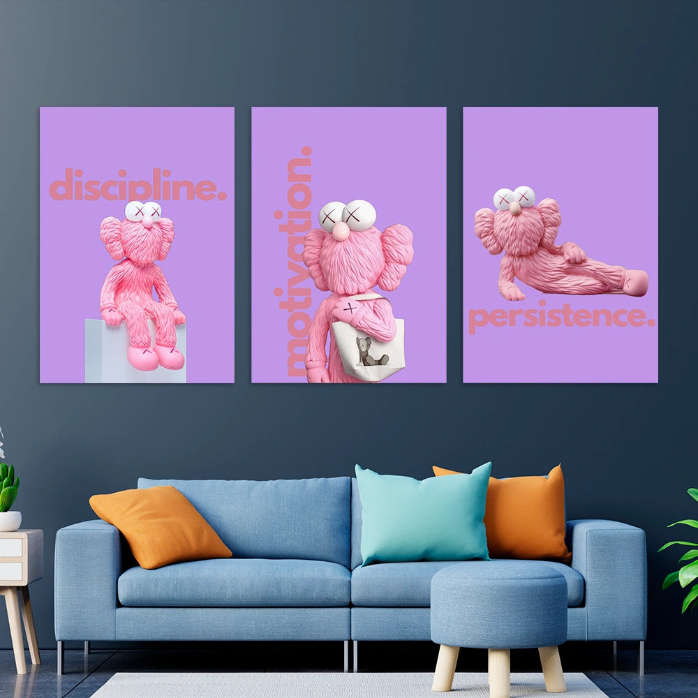 Kunstdruck auf Leinwand, mehrteilig, Efeu und Fittoni-Blätter, Blau