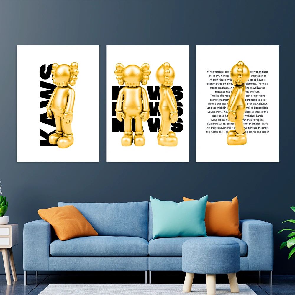 Kunstdruck auf Leinwand, mehrteilig, Efeu und Fittoni-Blätter, Blau