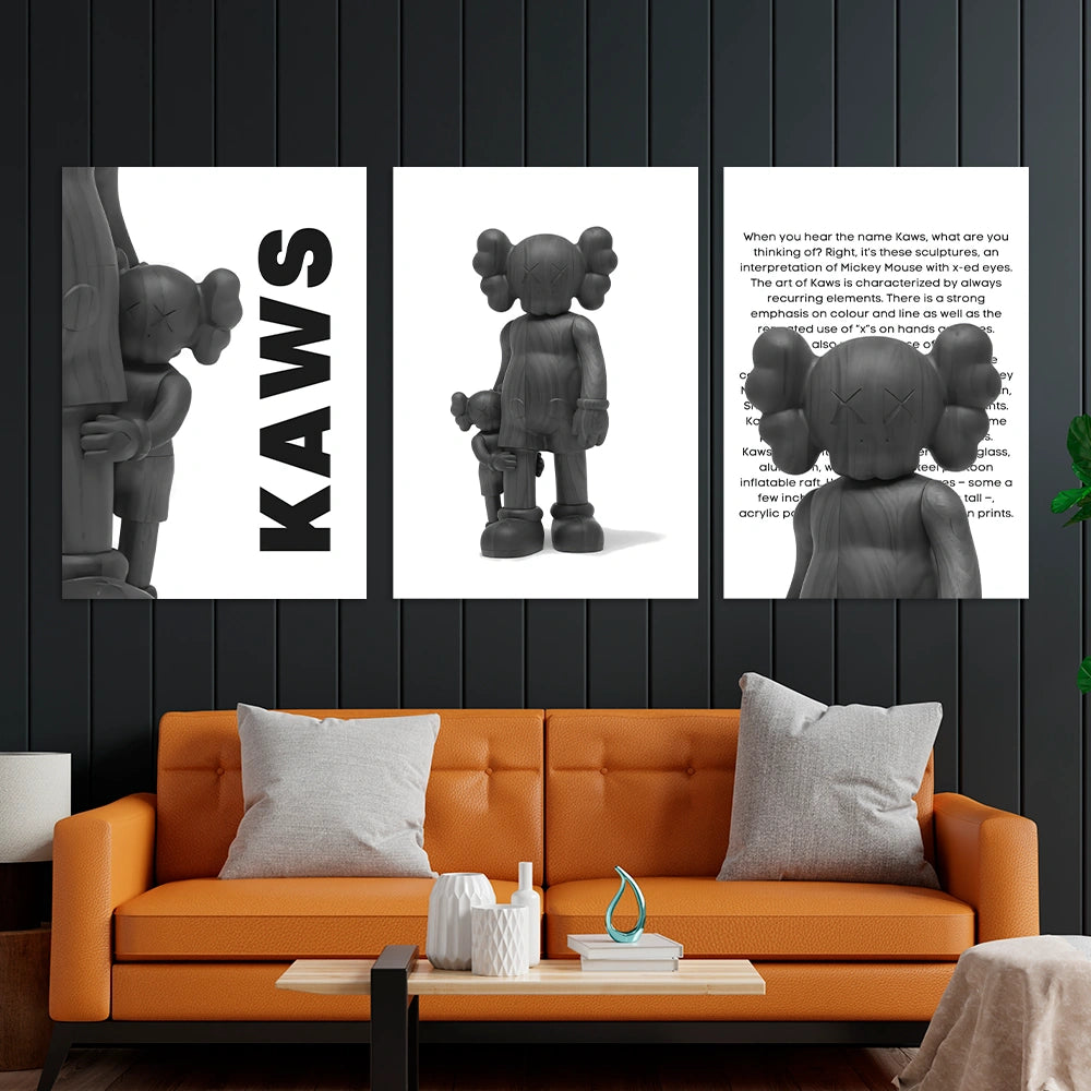 KAWS CANVAS Wall Art Collection: Monochrome Edition