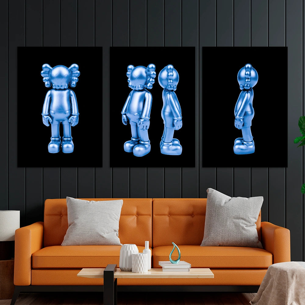 KAWS CANVAS Wall Art Collection: Blue Metallic Edition