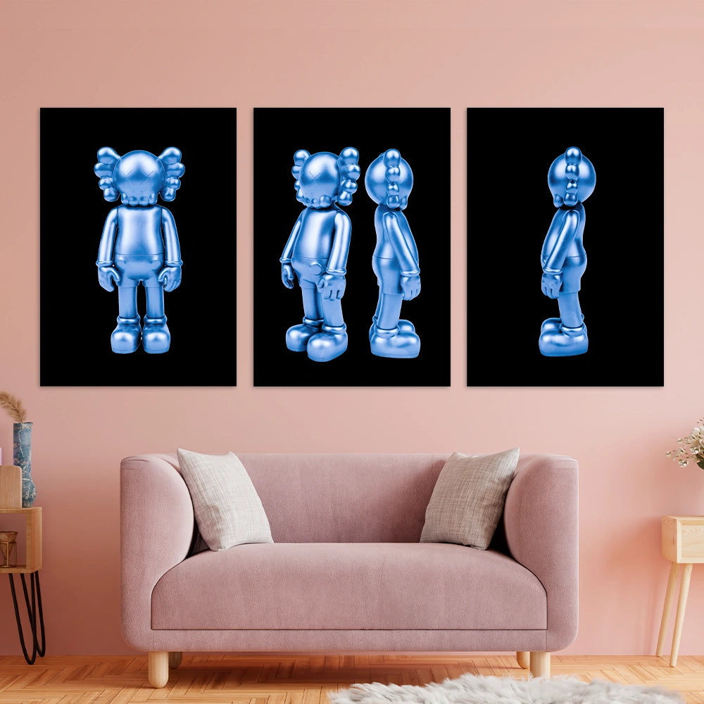 KAWS CANVAS Wall Art Collection: Blue Metallic Edition